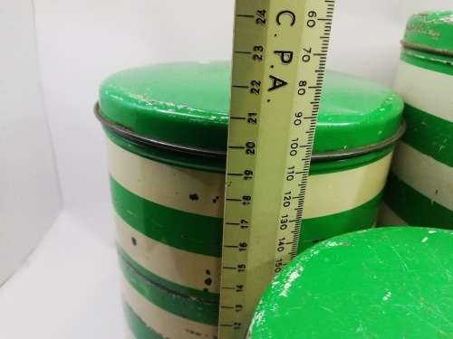 Green and white stripe Set Goodhope ware tins! LOOK! What a find!