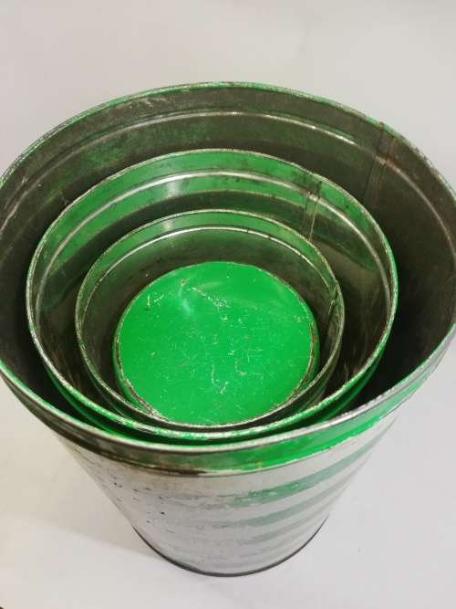 Green and white stripe Set Goodhope ware tins! LOOK! What a find!