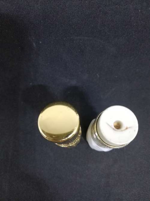Stratton milk glass perfume bottle plus one unmarked