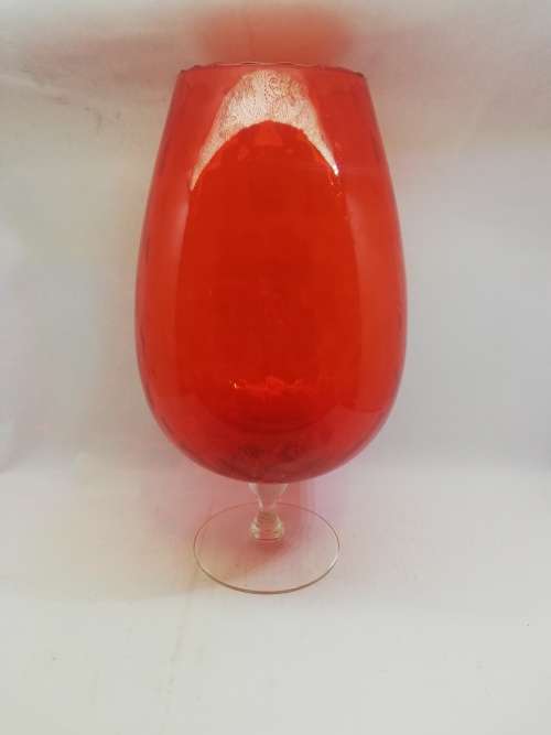 Huge red balloon glass vase 33.5cm high