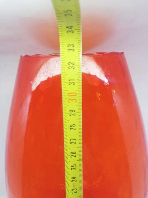 Huge red balloon glass vase 33.5cm high