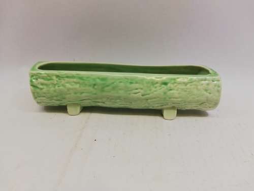 Vintage green long log vase