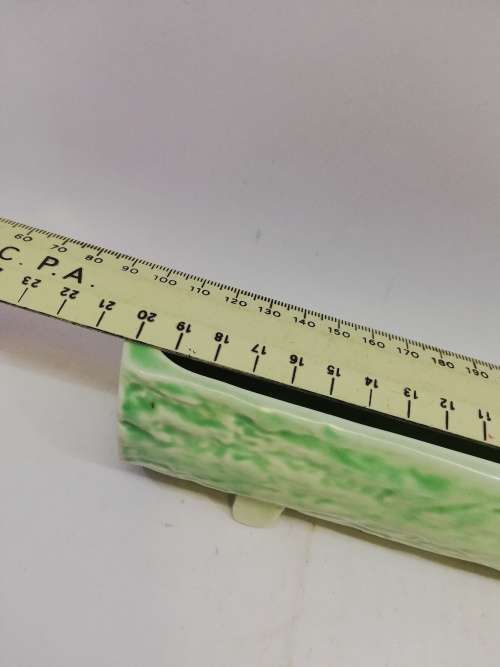 Vintage green long log vase