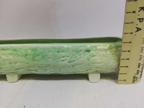 Vintage green long log vase