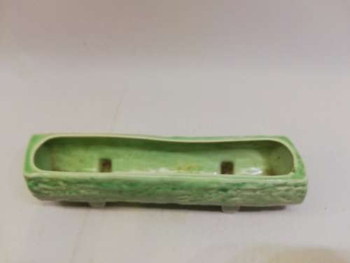 Vintage green long log vase