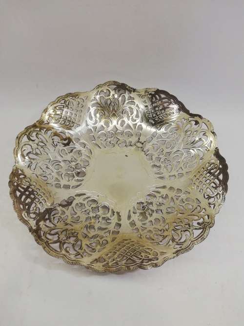 Vintage cut bowl on feet - some plate loss but gorgeous!