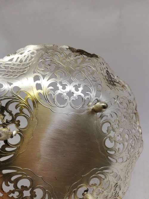 Vintage cut bowl on feet - some plate loss but gorgeous!