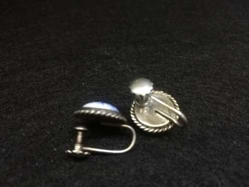 Sterling silver delft screw on earrings