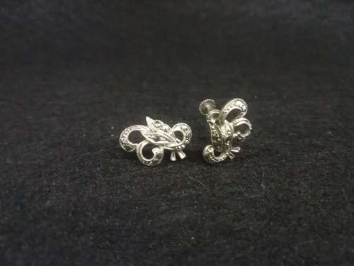 Vintage sterling silver marcasite screw on earrings