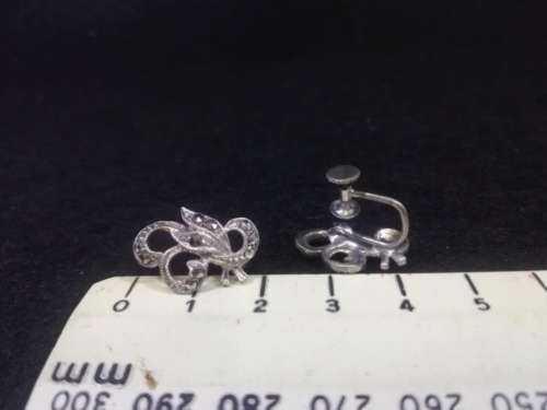 Vintage sterling silver marcasite screw on earrings