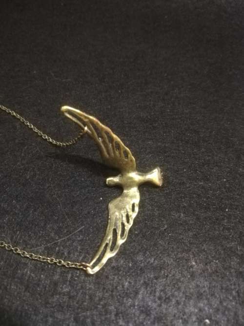 Vintage brass eagle? necklace