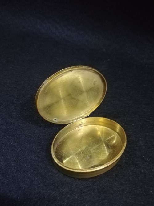 Vintage brass pillbox  Guilloché