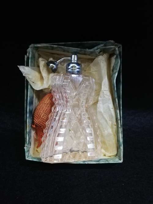 Vintage pink tint glass perfume bottle - as per pics