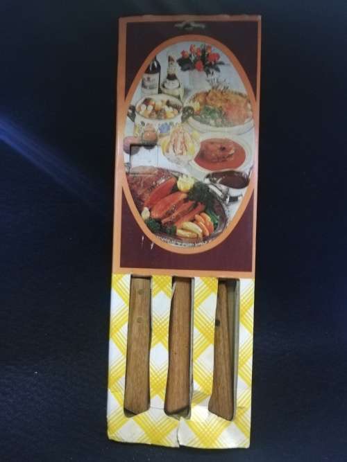 Carving set with knife sharpener  - Stainless steel Japan - wooden handles