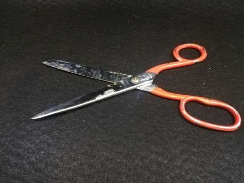 Vintage retro red Richards Snip Snap scissors - Sheffield steel