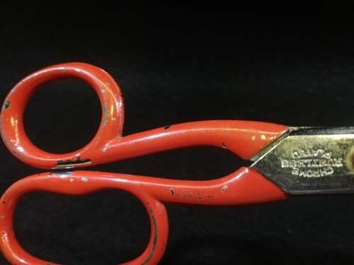 Vintage retro red Richards Snip Snap scissors - Sheffield steel