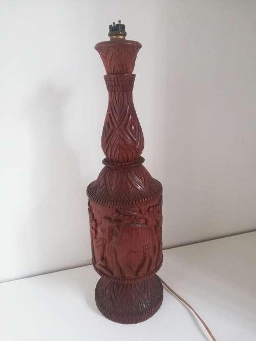 Carved solid wood lamp base