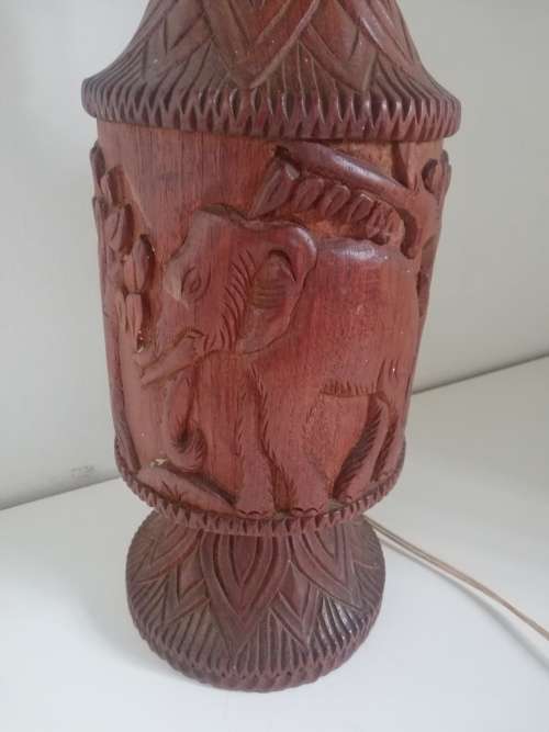 Carved solid wood lamp base