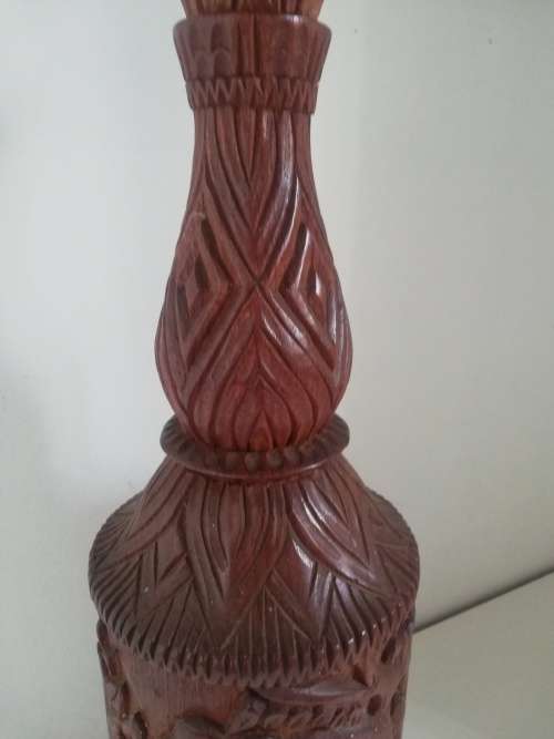Carved solid wood lamp base