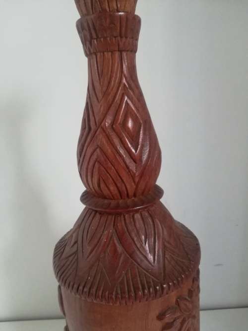 Carved solid wood lamp base