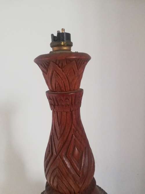 Carved solid wood lamp base