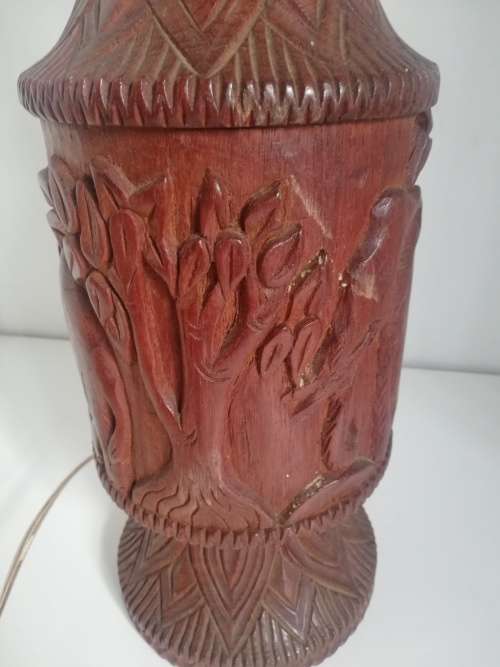 Carved solid wood lamp base
