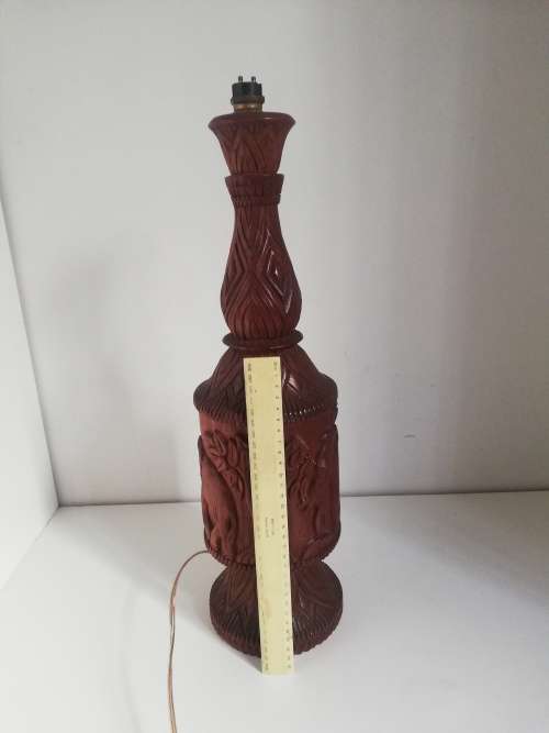 Carved solid wood lamp base