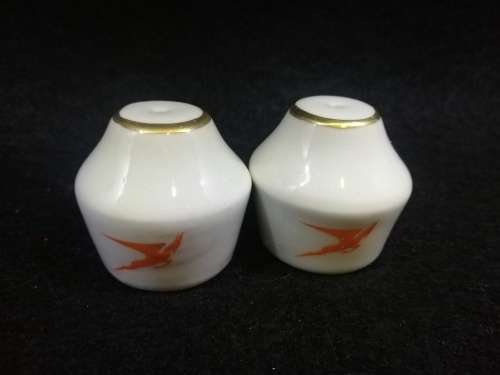 Original branded South African Airways porcelain salt & pepper cellar set used on 1st class
