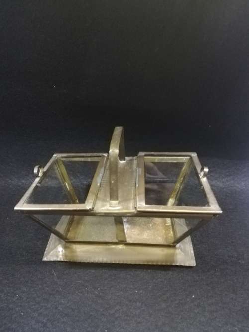 Delicate brass and glass basket