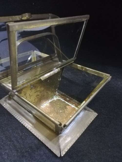 Delicate brass and glass basket