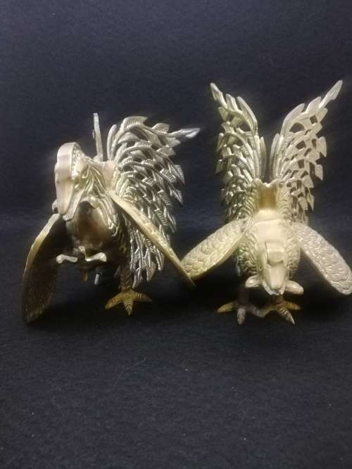 Vintage Pair set of Brass Fighting Roosters