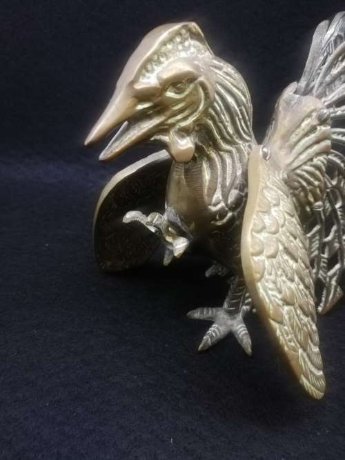 Vintage Pair set of Brass Fighting Roosters