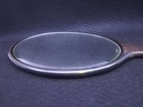Large wooden hand mirror - beveled