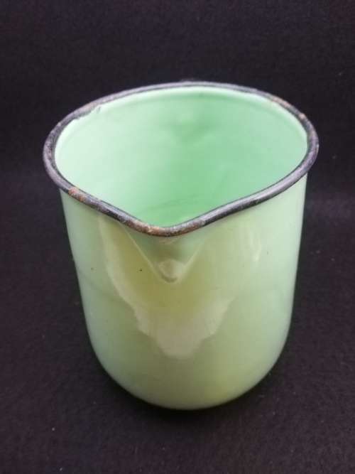 Vintage green enamel jug