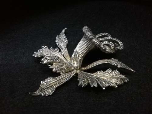 Big marcasite flower brooch