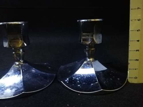 2 Metal Chrome Silver Colored  Irvinware Candlestick Candle Holders