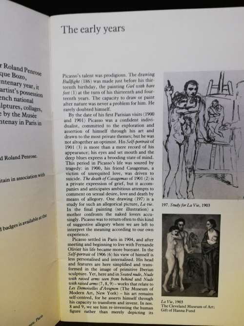 Picasso`s Picassos exhibition arts council booklet
