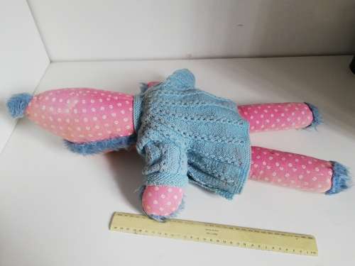 Vintage Pointy-Headed Soft Body Doll With Kewpie-Style Plastic Face