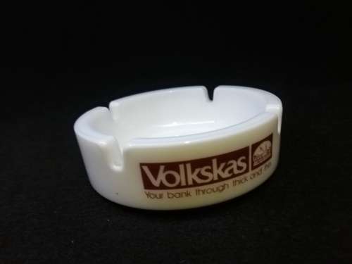 Volkskas bank ashtray - milk glass