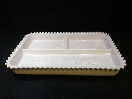 Rose milk glass vanity tray - LOOK! - slightly pink in color