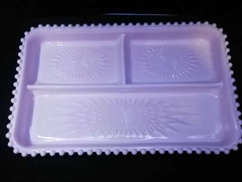 Rose milk glass vanity tray - LOOK! - slightly pink in color