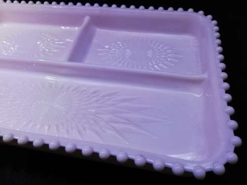 Rose milk glass vanity tray - LOOK! - slightly pink in color