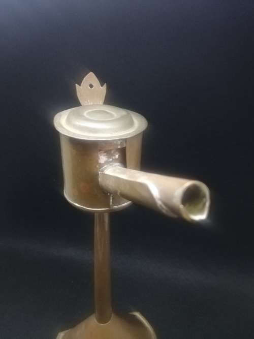 Antique copper whale oil lamp