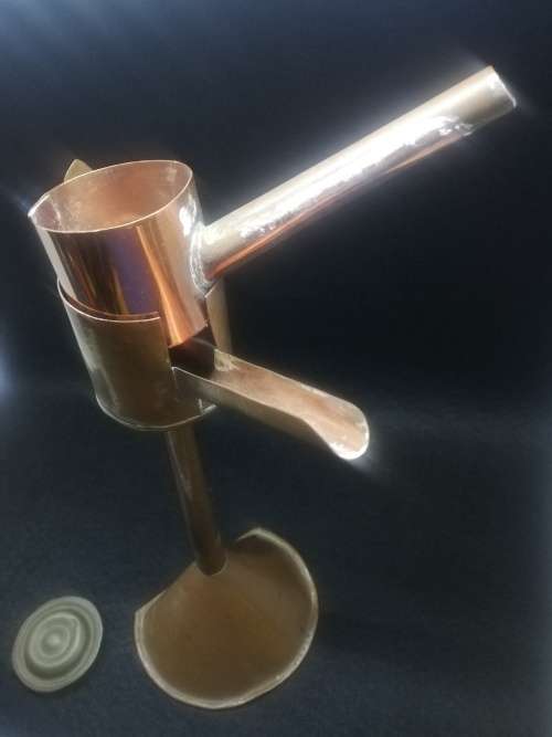 Antique copper whale oil lamp