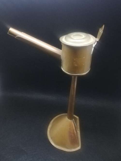 Antique copper whale oil lamp