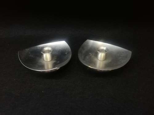 pair stainless steel small candle holders