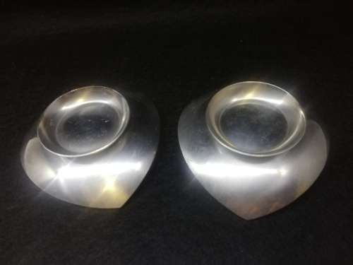 pair stainless steel small candle holders