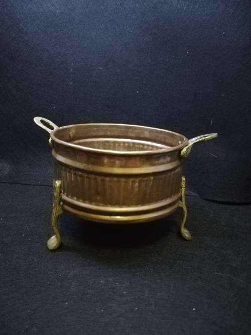 Footed copper bowl/planter
