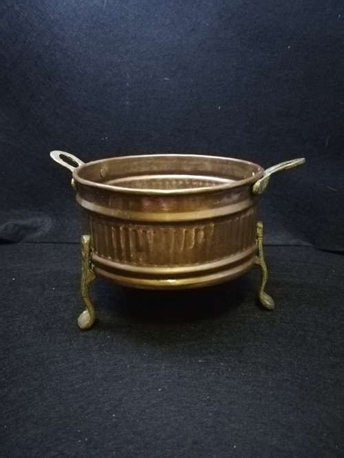 Footed copper bowl/planter