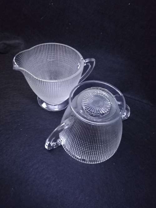 Beautiful glass milk and sugar